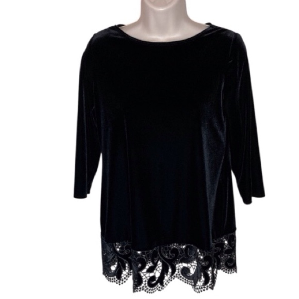 Chico’s Travelers | Black Velvet Lace Mix Top 2P